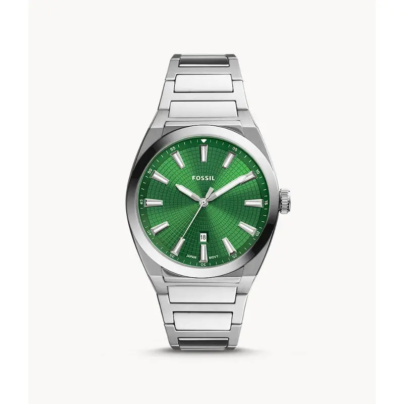 Fossil Green Dial Silver Stainless Steel Strap Men Watch Fs5983 1