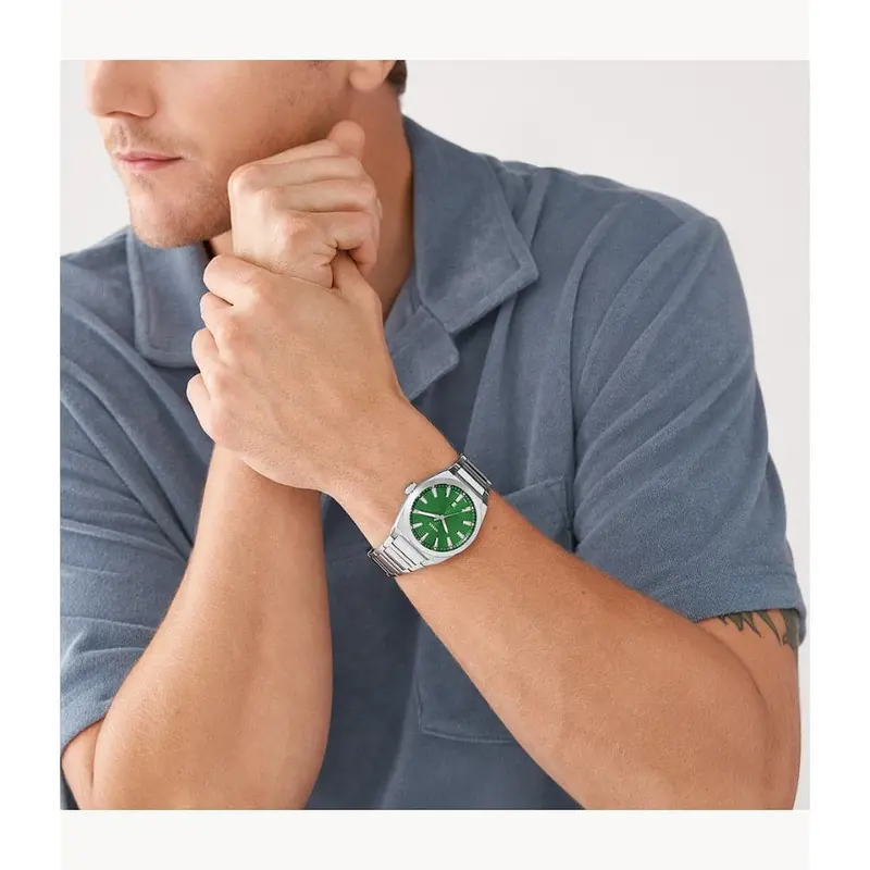 Fossil Green Dial Silver Stainless Steel Strap Men Watch Fs5983 2