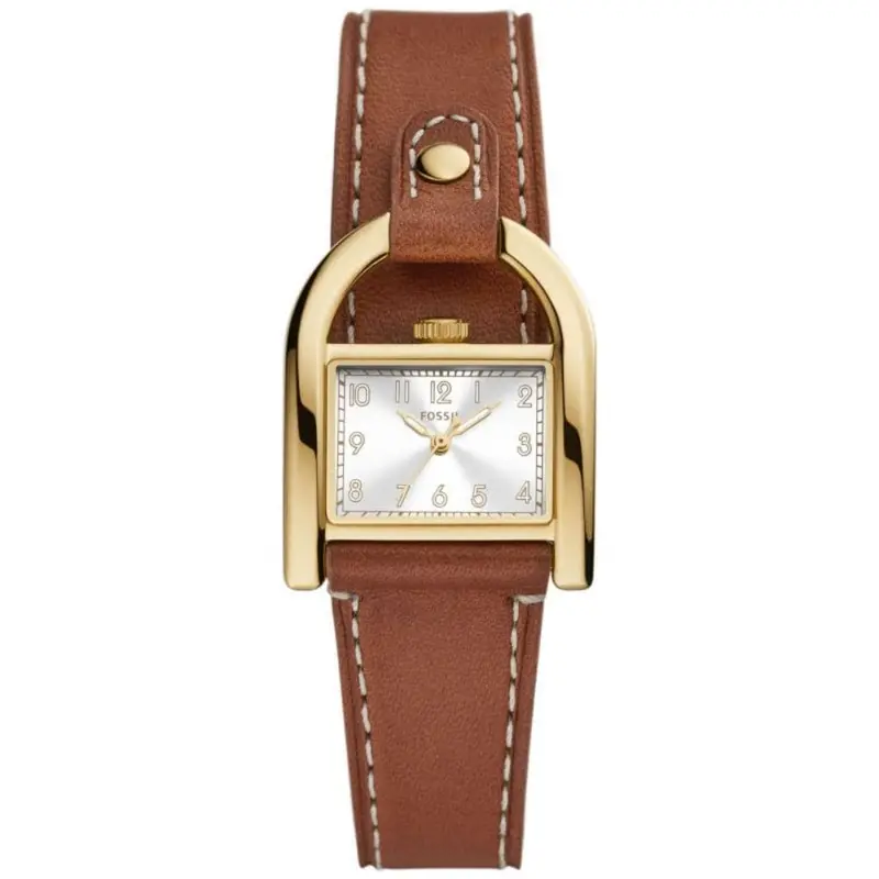 Fossil Harwel Silver Dial Brown Leather Strap Women Watch Es5264 1