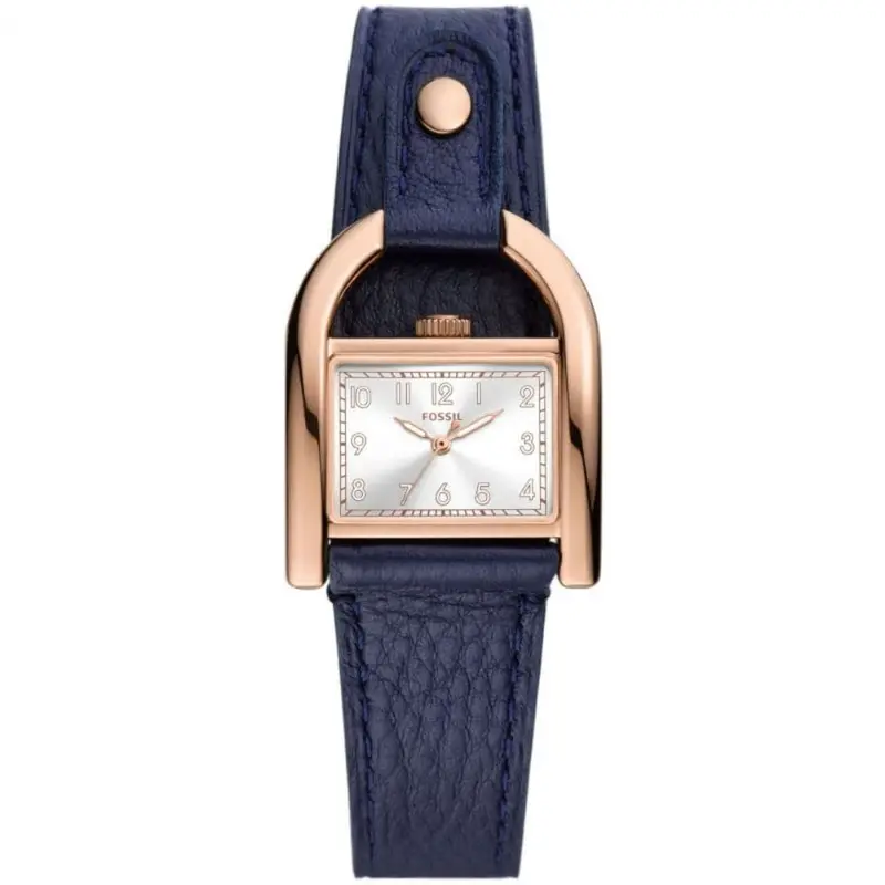 Fossil Harwell Silver Dial And Blue Leather Strap Women Watch Es5266p 1