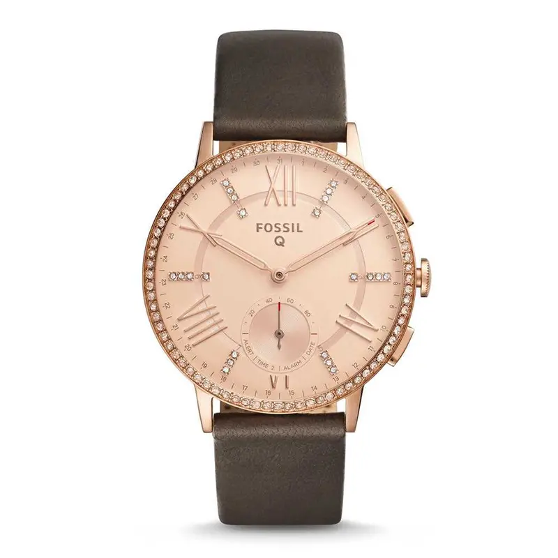 Fossil Hybrid Smartwatch Q Gazer Digital Rose Gold Stainless Steel Ftw1116 Brown Leather Women's Watch 1