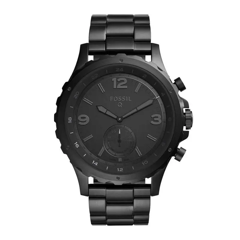 Fossil Hybrid Smartwatch Q Nate Digital Black Stainless Steel Ftw1115 Men's Watch 1
