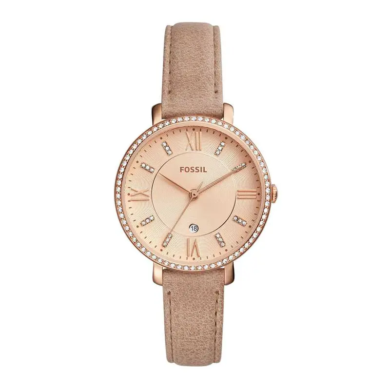 Fossil Jacqueline Analog Quartz Rose Gold Stainless Steel Es4292 Sand Leather Strap Women's Watch 1