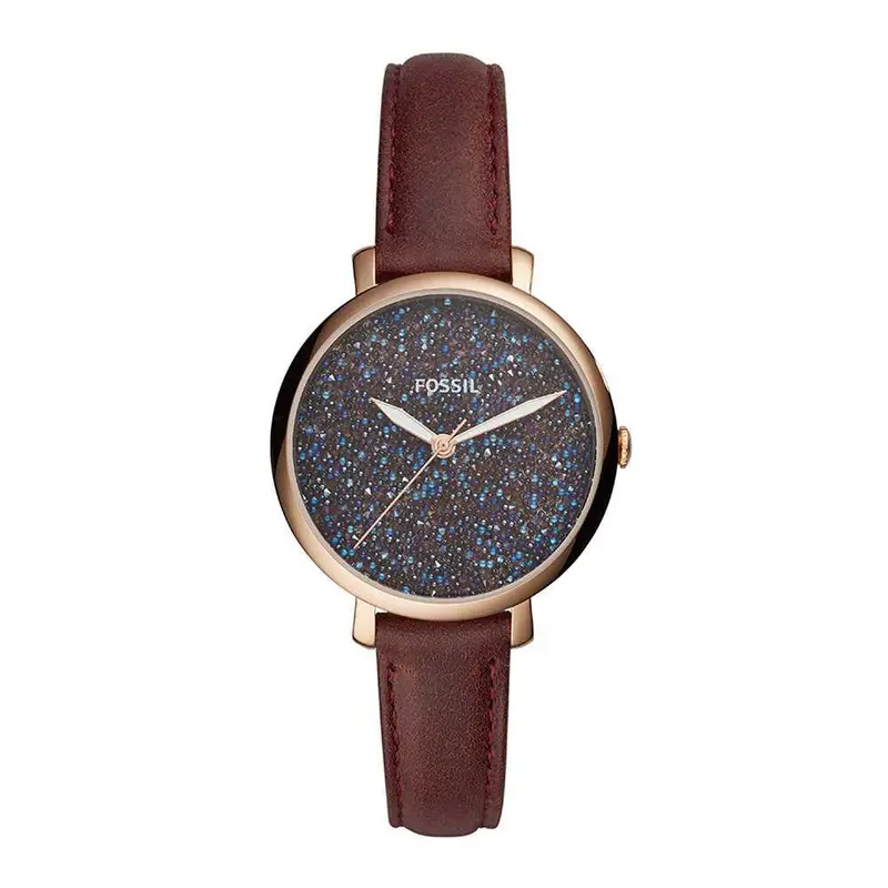 Fossil Jacqueline Analog Quartz Rose Gold Stainless Steel Es4326 Brown Leather Strap Women's Watch 1