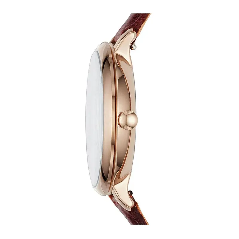 Fossil Jacqueline Analog Quartz Rose Gold Stainless Steel Es4326 Brown Leather Strap Women's Watch 2