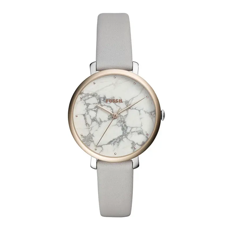 Fossil Jacqueline Analog Quartz Two Tone Stainless Steel Es4377 Grey Leather Strap Women's Watch 1