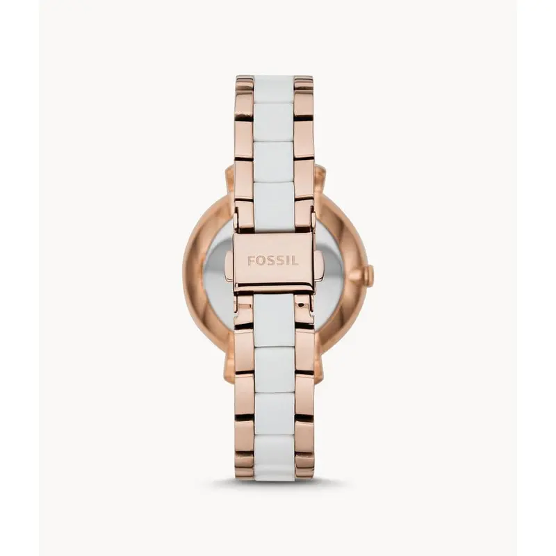 Fossil Jacqueline Date Rose Gold White Stainless Steel Women's Watch Es4588 2