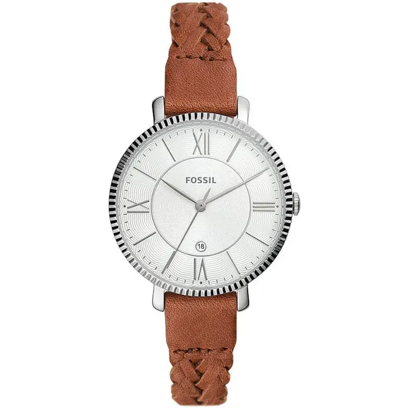 Fossil Jacqueline White Dial Brown Leather Strap Women Watch Es5208p 1