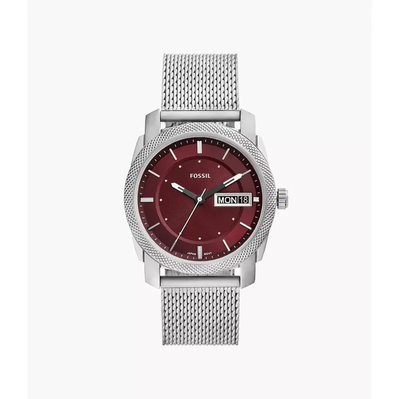 Fossil Machine Burgundy Dial Stainless Steel Men's Watch Fs6014p 1
