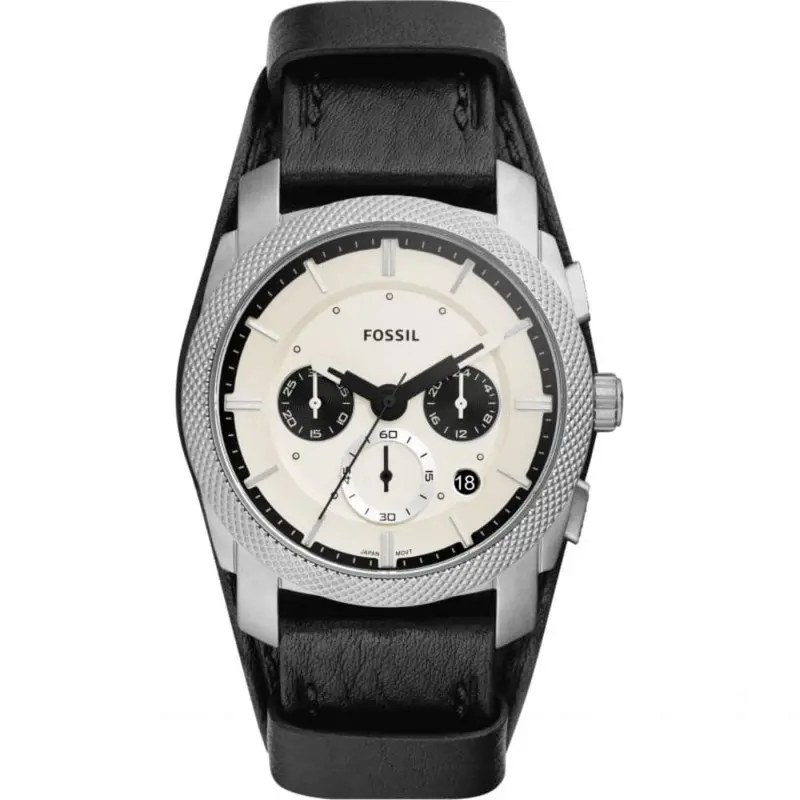 Fossil Machine Chronograph Black Leather Strap Men Watch Fs5921p 1