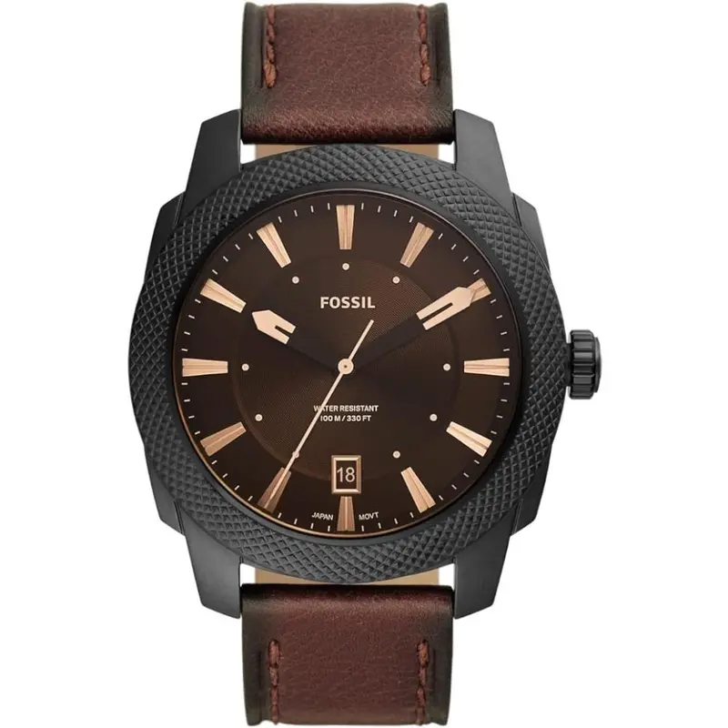 Fossil Machine Dark Brown Tan Litehide Leather Strap Men's Watch Fs5972p 1