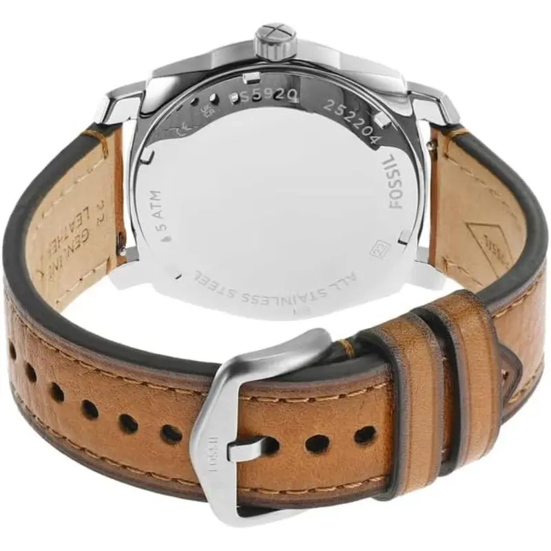 Fossil Machine Day-Date Display Tan Litehide Leather Strap Men's Watch Fs5920p 2