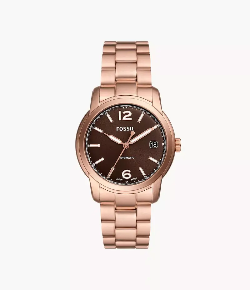 Fossil Me3258 Heritage Automatic Rose Gold Steel Watch 1
