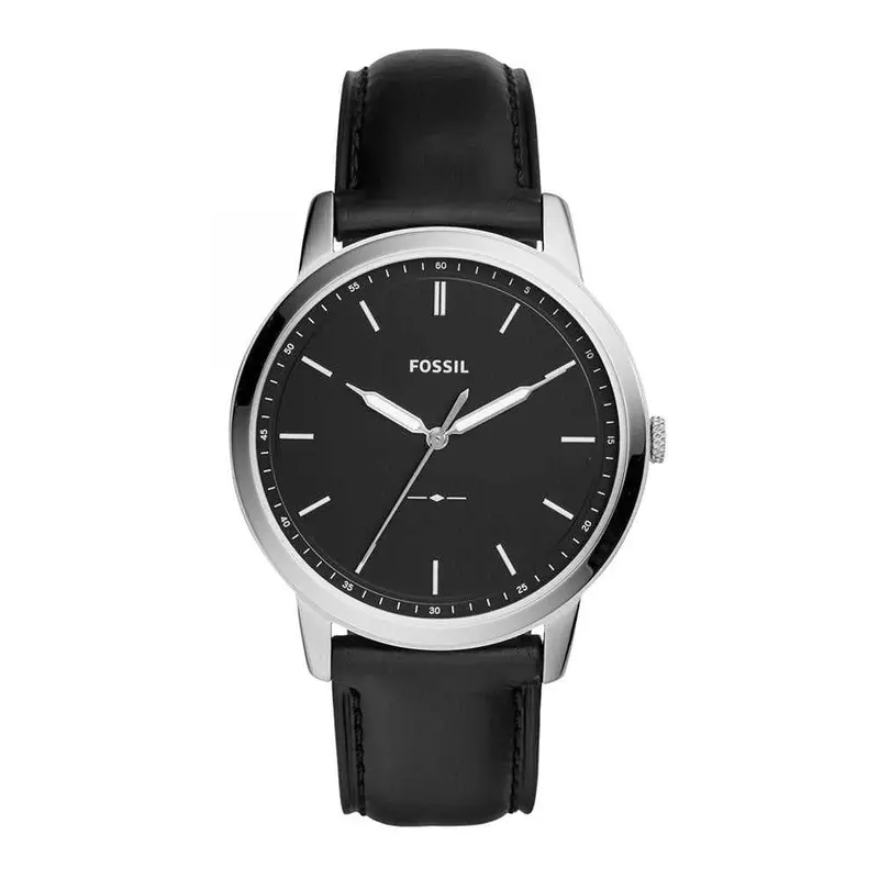 Fossil Minimalist Analog Quartz Rose Gold Stainless Steel Fs5398 Black Leather Strap Men's Watch 1