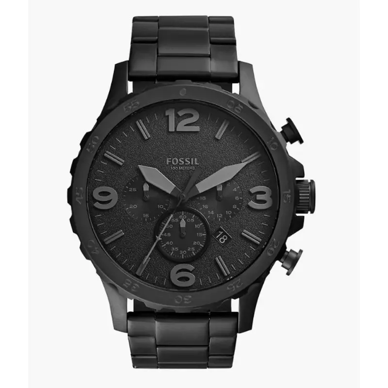 Fossil Nate Chronograph Black Stainless Steel Strap Men Watch Jr1401 1