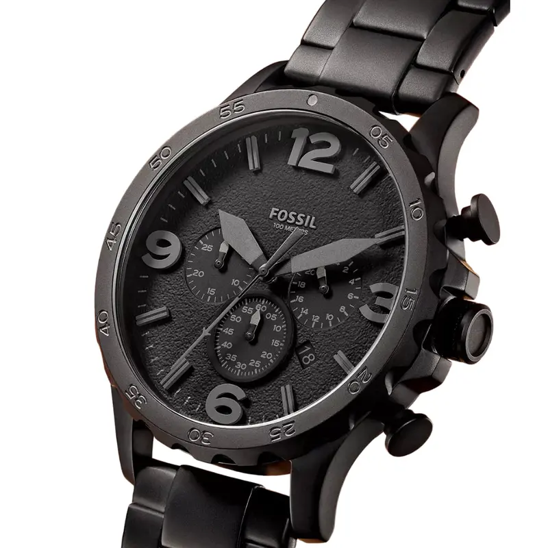 Fossil Nate Chronograph Black Stainless Steel Strap Men Watch Jr1401 2