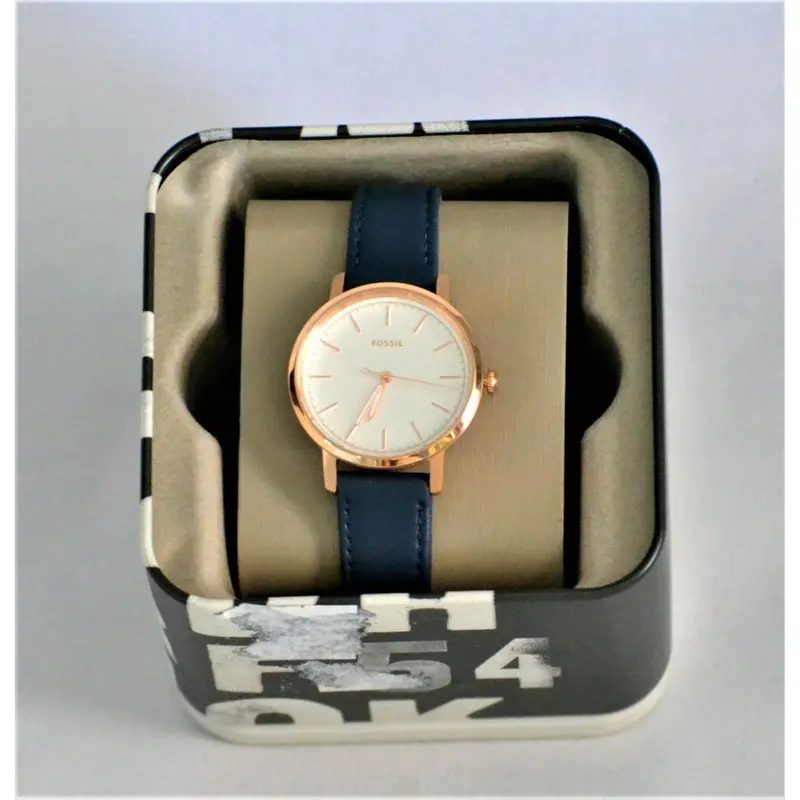 Fossil Neely Analog Quartz Rose Gold Stainless Steel Es4338 Blue Leather Strap Women's Watch 2
