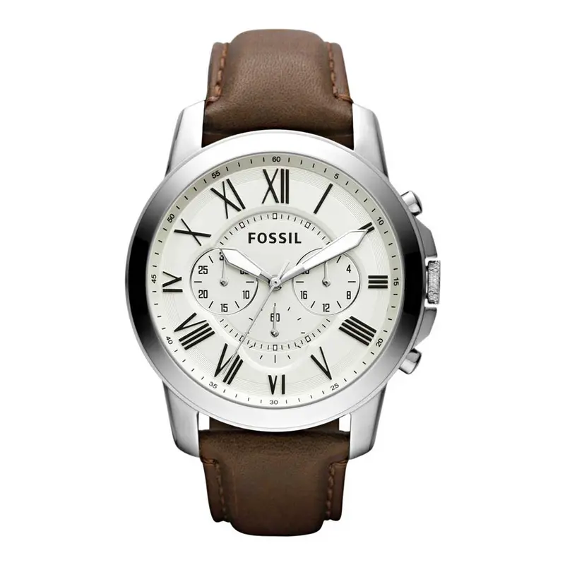 Fossil Neutra Chronograph Silver Stainless Steel Fs4735ie Brown Leather Strap Men's Watch 1