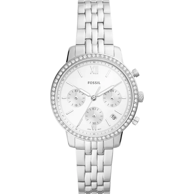 Fossil Neutra White Dial Silver Stainless Steel Strap Women Watch Es5217 2