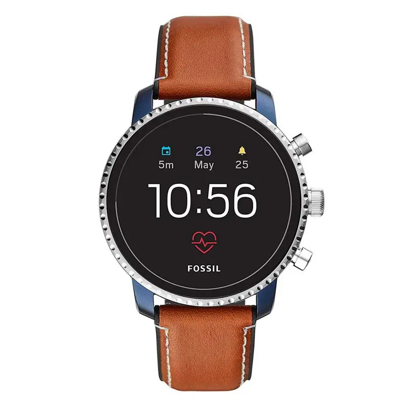 Fossil Q Explorist Digital Blue Stainless Steel Hr Ftw4016 Brown Leather Strap Smartwatch 1