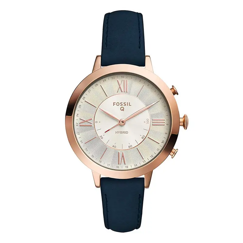 Fossil Q Jacqueline Digital Rose Gold Stainless Steel Ftw5014 Blue Leather Strap Hybrid Smartwatch 1