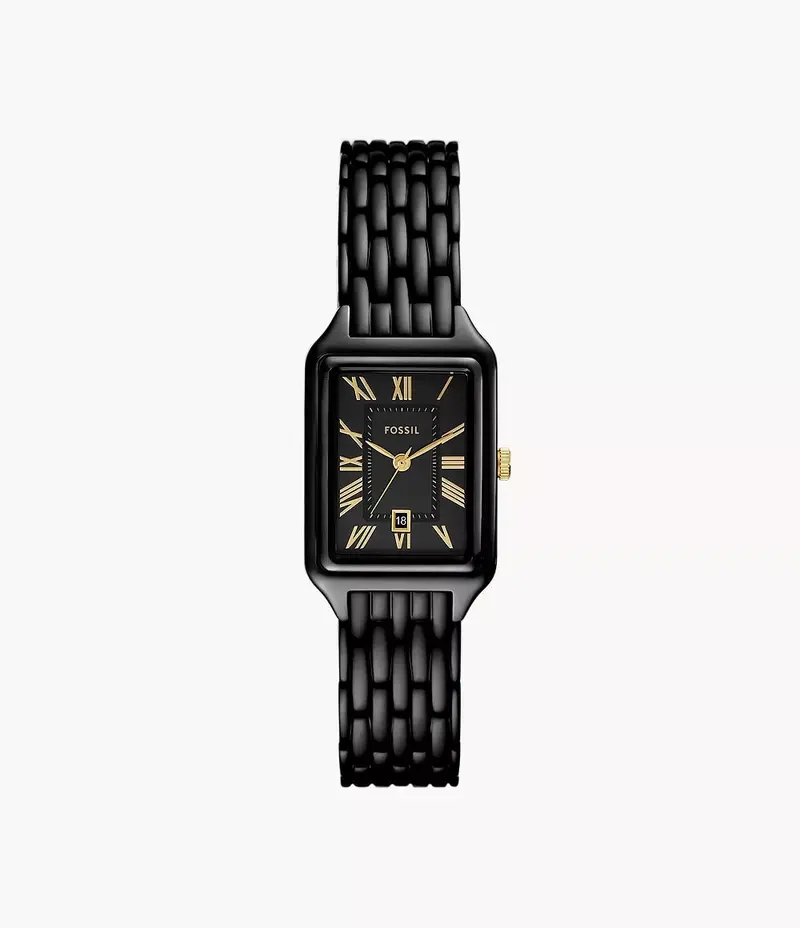 Fossil Raquel Three-Hand Date Black Stainless Steel Watch Es5385 1