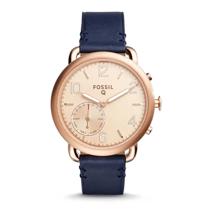 Fossil Refurbished Q Tailor Digital Rose Gold Stainless Steel Ftw1128 Blue Leather Strap Hybrid Smartwatch 1