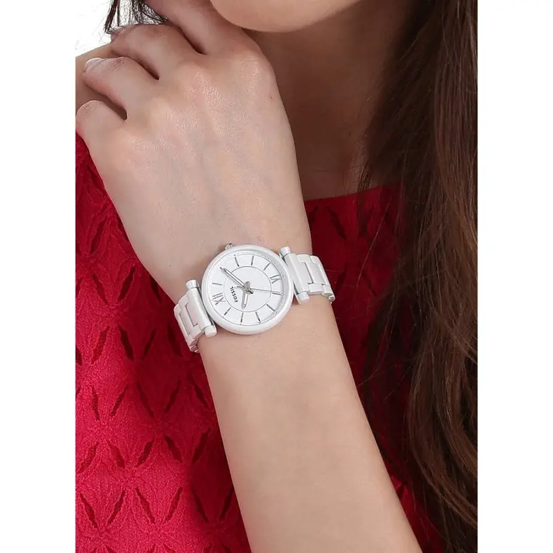 Fossil Round Analog White Dial Women's Watch Es4401 2
