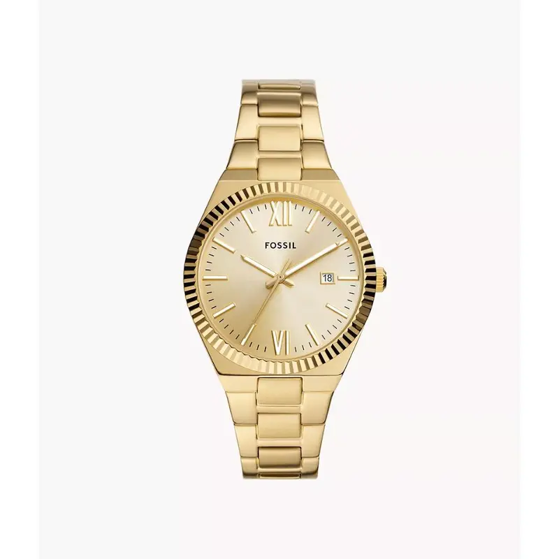 Fossil Scarlette Date Display Gold Tone Stainless Steel Women's Watch Es5299p 1