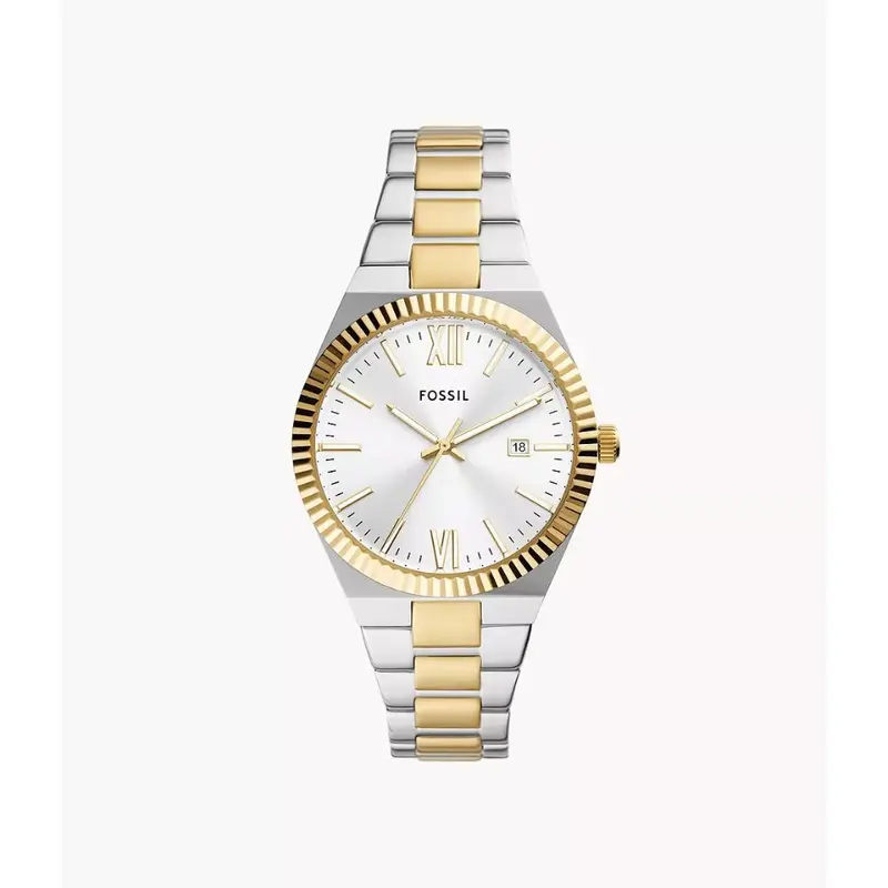 Fossil Scarlette Date Display Two-Tone Stainless Steel Women's Watch Es5259p 1