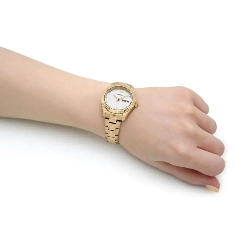 Fossil Scarlette Silver Dial Gold Stainless Steel Strap Women Watch Es5199 2