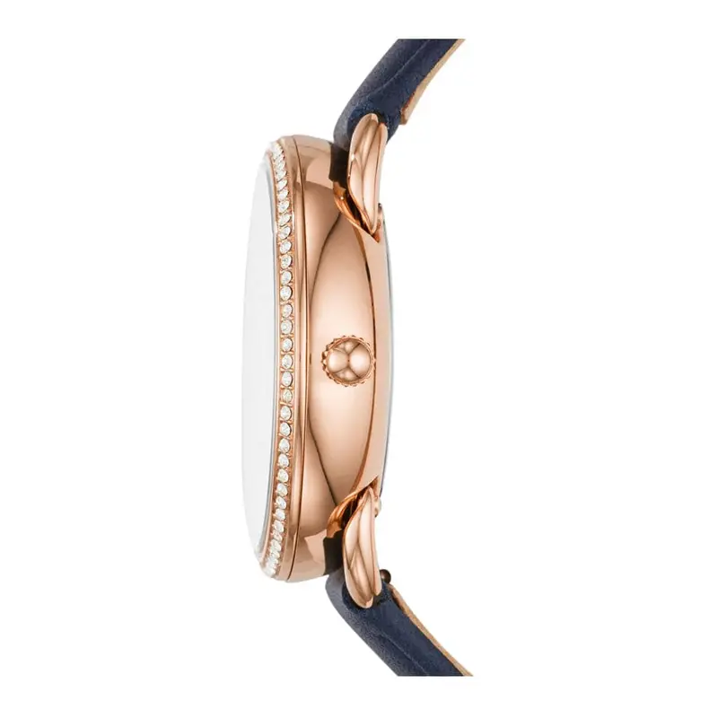 Fossil Tailor Analog Quartz Rose Gold Stainless Steel Es4394 Blue Leather Strap Women's Watch 2