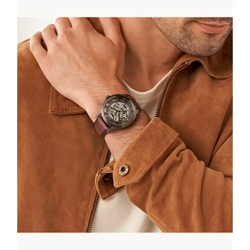 Fossil Townsman Automatic Brown Eco Leather Men Watch Me3225 2