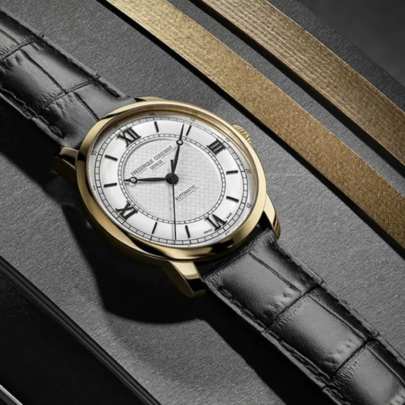 Frederique Constant Black Leather Strap Men Watch Fc-301S3b5 1