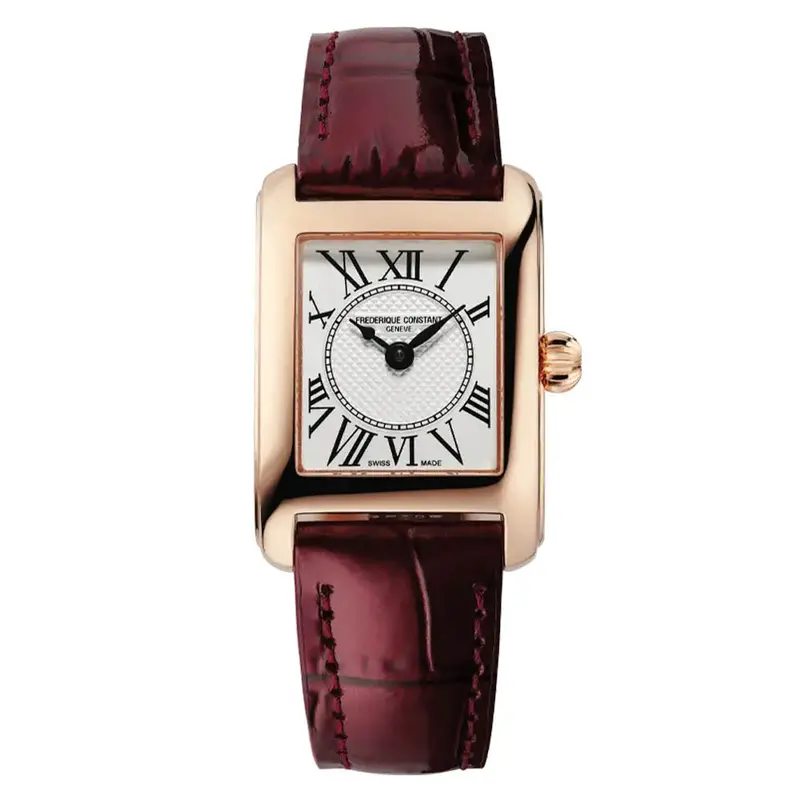 Frederique Constant Carrée Burgundy Leather Strap Women's Watch Fc-200Mc14 1