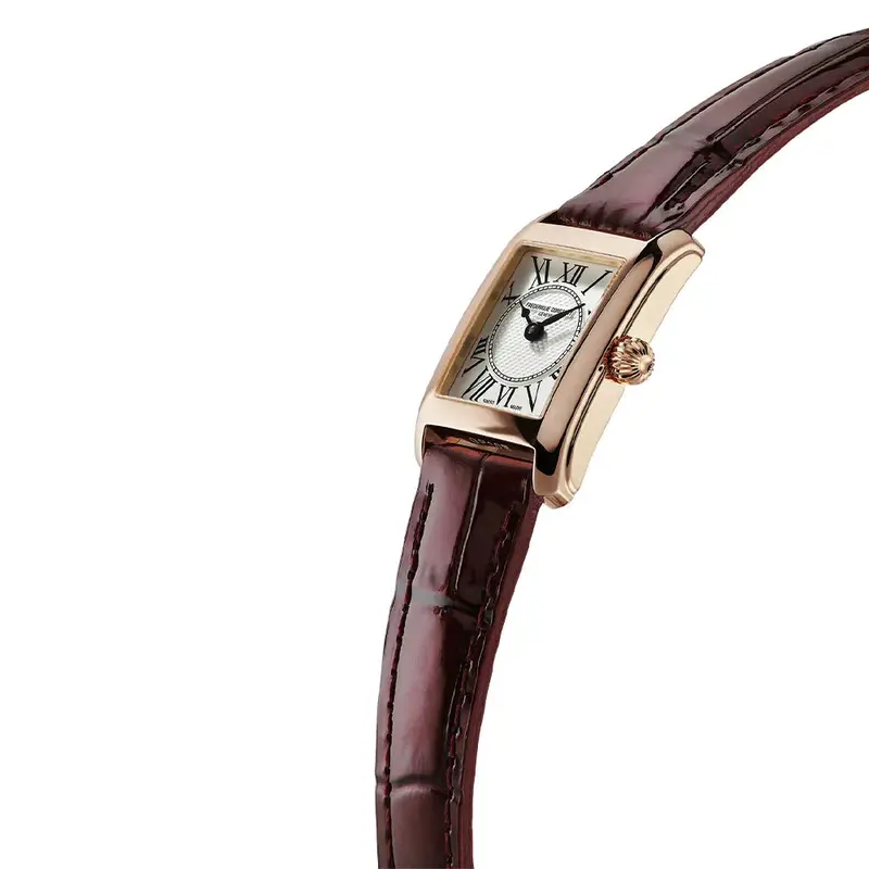 Frederique Constant Carrée Burgundy Leather Strap Women's Watch Fc-200Mc14 2