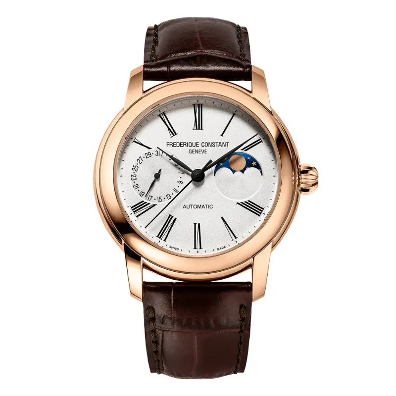 Frederique Constant Classic Moonphase Brown Leather Watch Fc-712Ms4h4 1