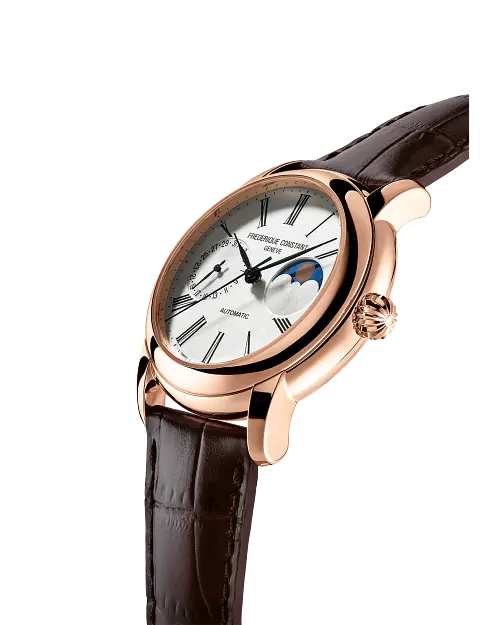 Frederique Constant Classic Moonphase Brown Leather Watch Fc-712Ms4h4 2