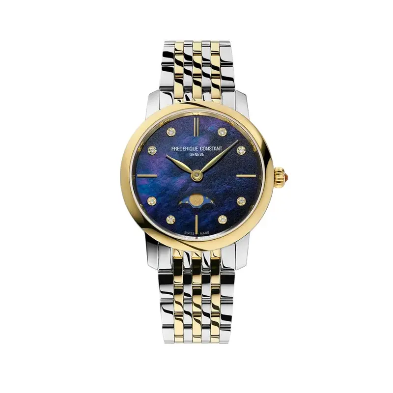 Frederique Constant Classics Slimline Ladies Moonphase Women's Watch Fc-206Mpnd1s3b 1