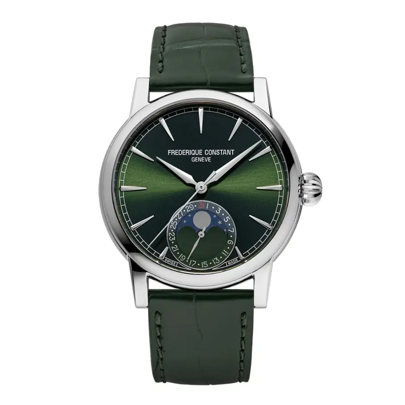 Frederique Constant Fc-716Gr3h6 Manufacture Classic Moonphase Date Green Dial Green Leather Watch 1