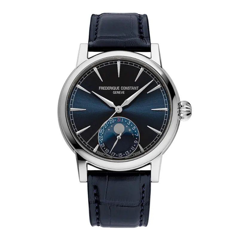Frederique Constant Fc-716N3h6 Manufacture Classic Moonphase Date Blue Dial Blue Leather Watch 1