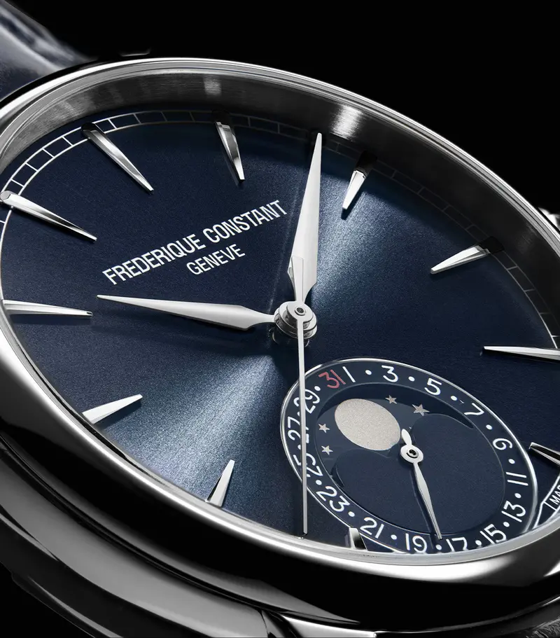 Frederique Constant Fc-716N3h6 Manufacture Classic Moonphase Date Blue Dial Blue Leather Watch 2