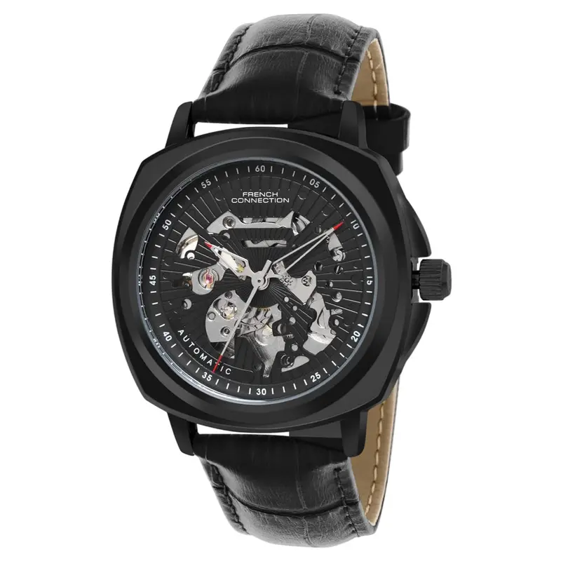 French Connection Black Leather Strap Men's Watch Fca03-2 1