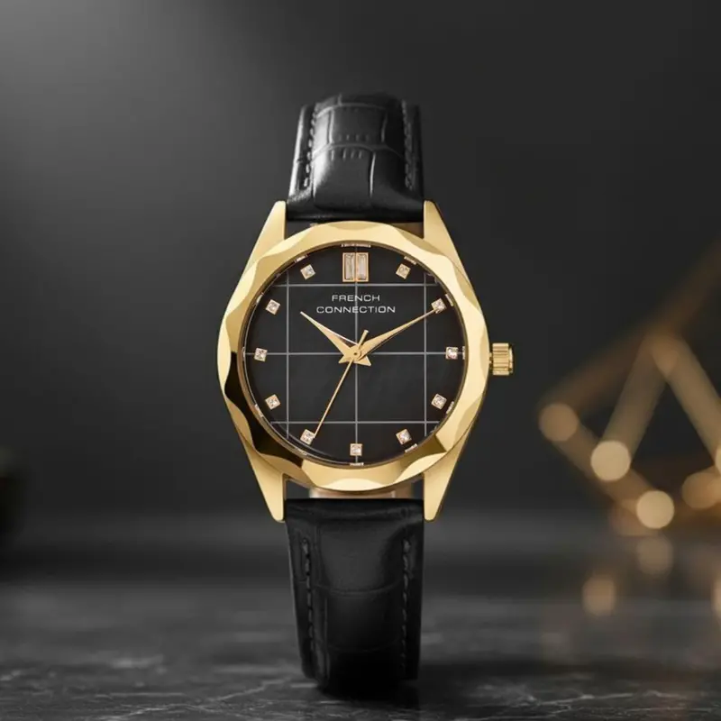 French Connection Black Leather Strap Women's Watch Fcb11bl 2
