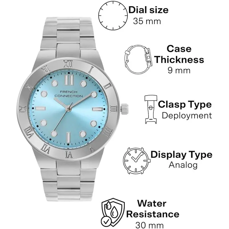 French Connection Blue Dial Stainless Steel Strap Women's Watch Fcb7sm 2