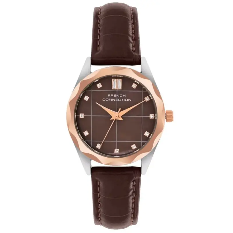French Connection Brown Leather Strap Women's Watch Fcb11brl 1