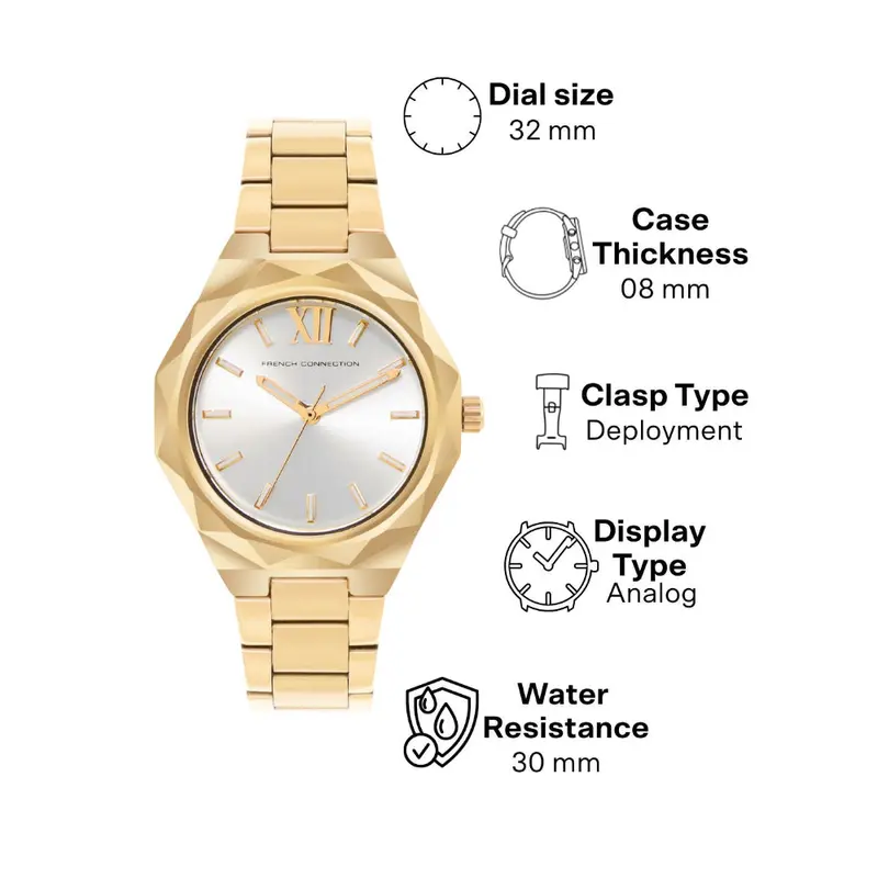 French Connection Gold Stainless Steel Strap Women's Watch Fch1gm 2