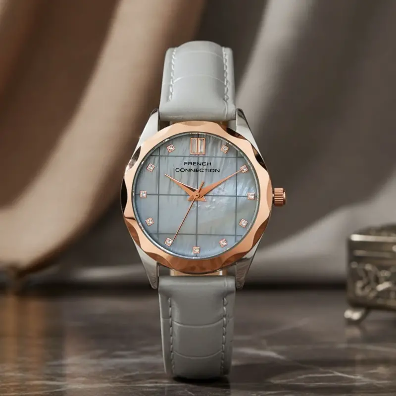 French Connection Gray Leather Strap Women's Watch Fcb11grl 2
