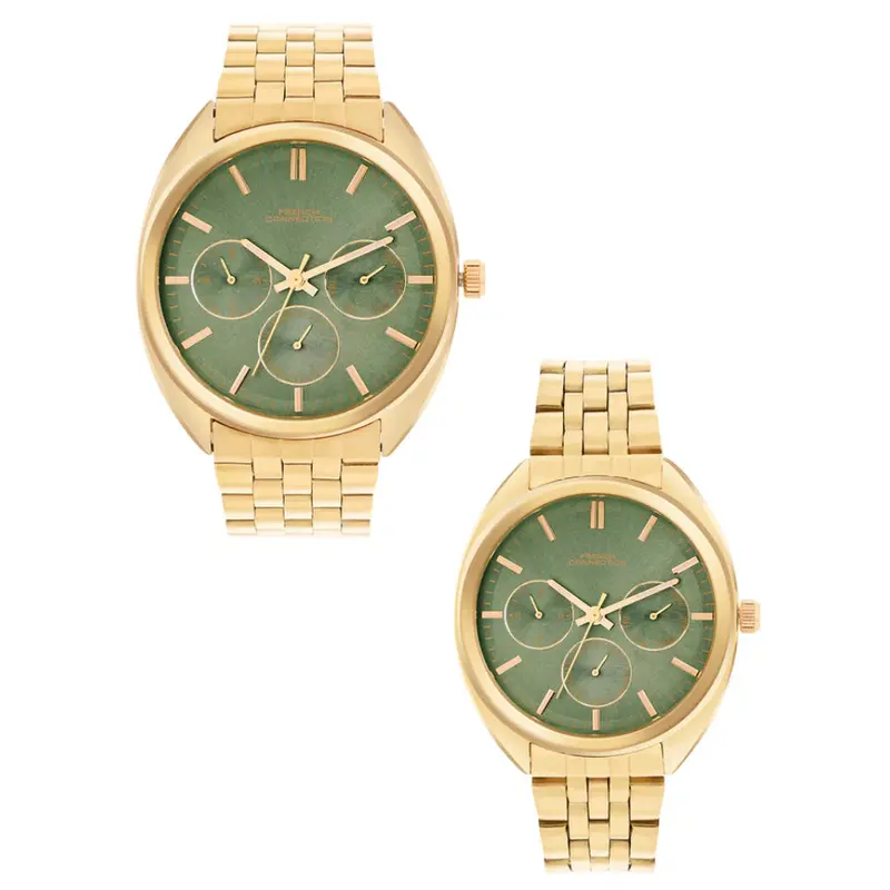 French Connection Green Dial Stainless Steel Strap Couple's Watch Fcn0113gm 1