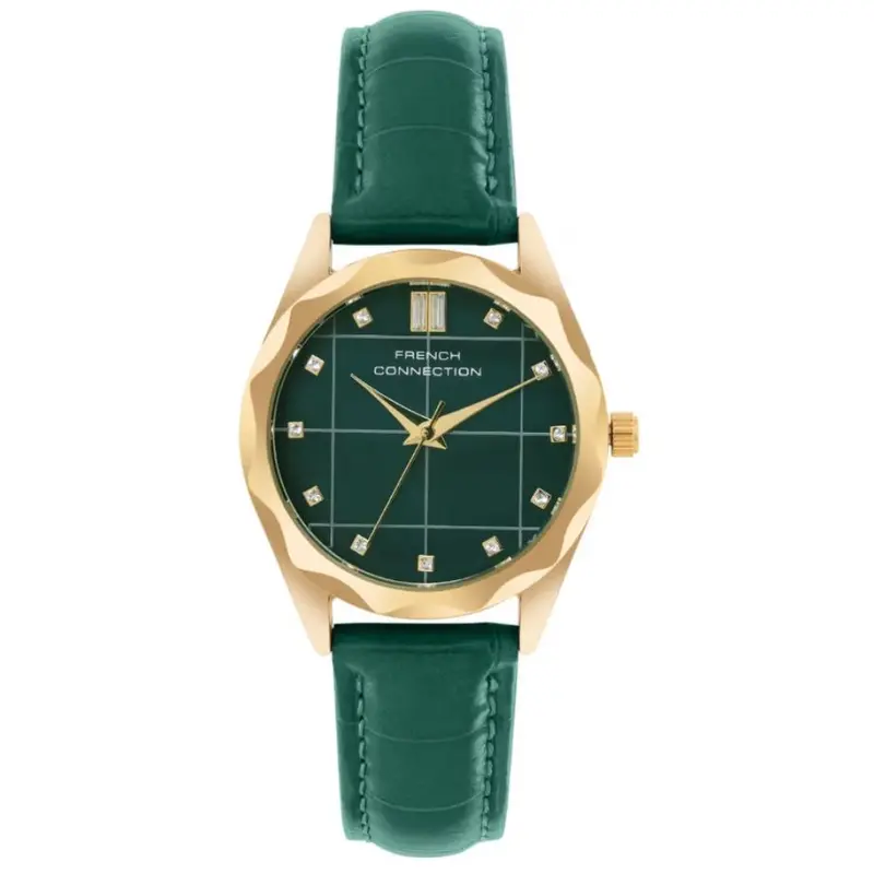 French Connection Green Leather Strap Women's Watch Fcb11nl 1